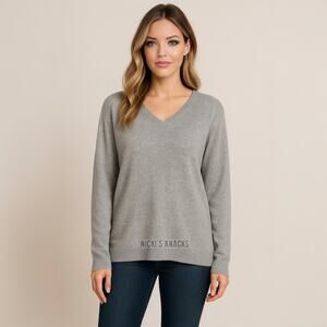 J Crew Heather Gray Wool Blend Oversized Relaxed Fit V Neck Sweater Size XL